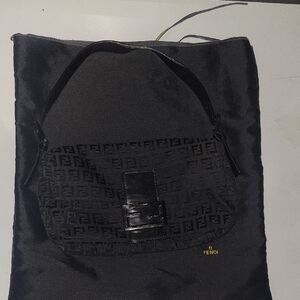 Fendi Black FF Monogram Shoulder Bag with Buckle